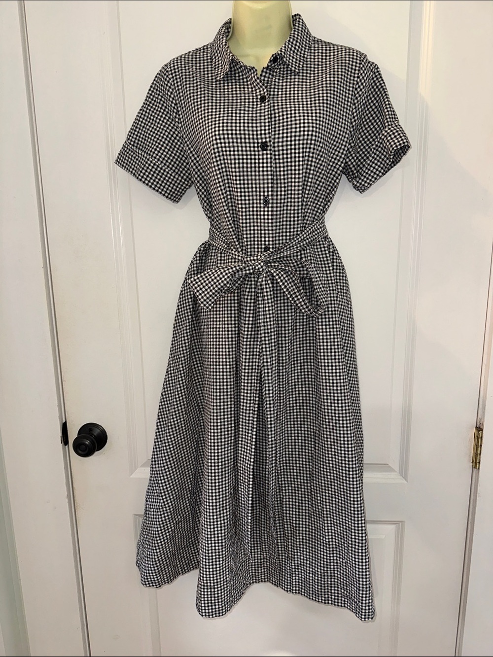 Lisa Marie Fernandez for Target Black and White Gingham Midi Shirt Dress